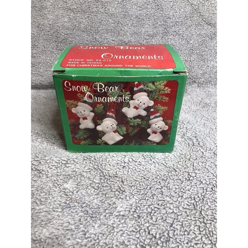 Vintage Christmas Around The World Snow Bear Ornaments‎ W/Box Set of 4 54012